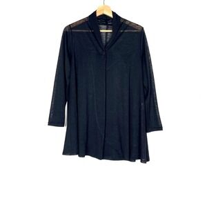 Tokuko 1er Vol Black Sheer Panel‎ Long Sleeve Open Front Jacket Size 9 (US M)